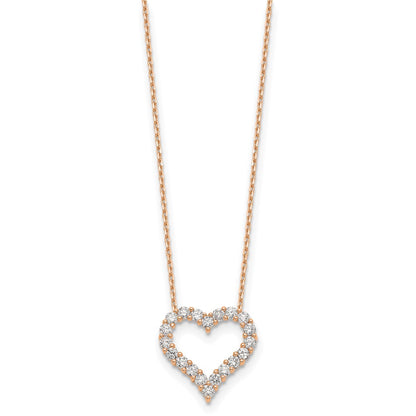 True Origin 14K Rose Gold 1 1/2 carat Lab Grown Diamond VS+ F+ Complete 18in Open Heart Necklace