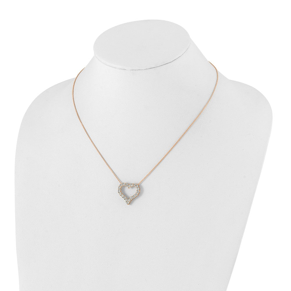 True Origin 14K Rose Gold 1 1/2 carat Lab Grown Diamond VS+ F+ Complete 18in Open Heart Necklace
