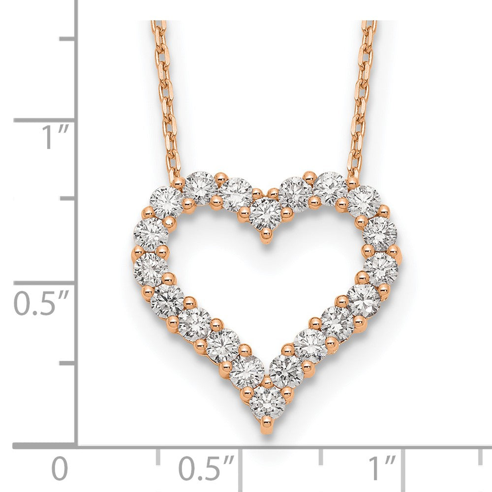 True Origin 14K Rose Gold 1 1/2 carat Lab Grown Diamond VS+ F+ Complete 18in Open Heart Necklace