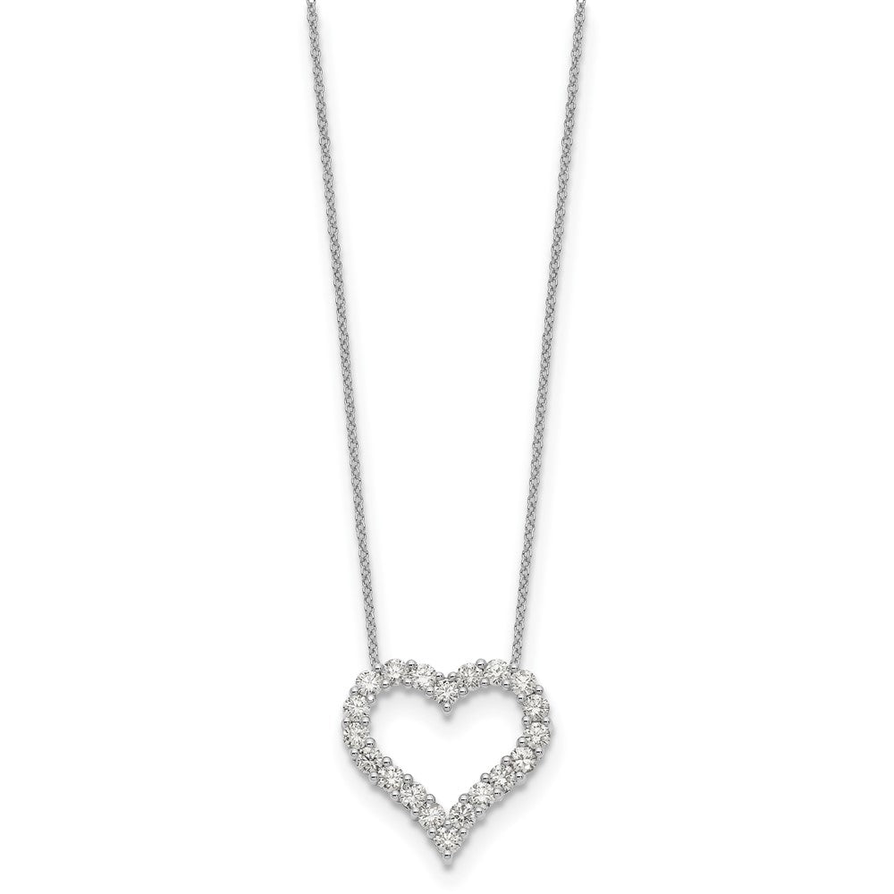 True Origin 14K White Gold 1 1/2 carat Lab Grown Diamond VS+ F+ Complete 18in Open Heart Necklace
