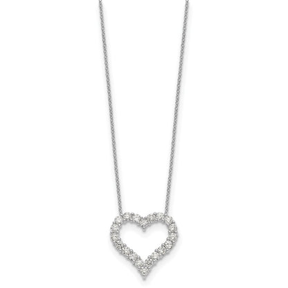 True Origin 14K White Gold 1 1/2 carat Lab Grown Diamond VS+ F+ Complete 18in Open Heart Necklace