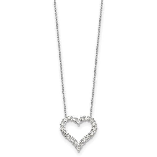 True Origin 14K White Gold 1 1/2 carat Lab Grown Diamond VS+ F+ Complete 18in Open Heart Necklace