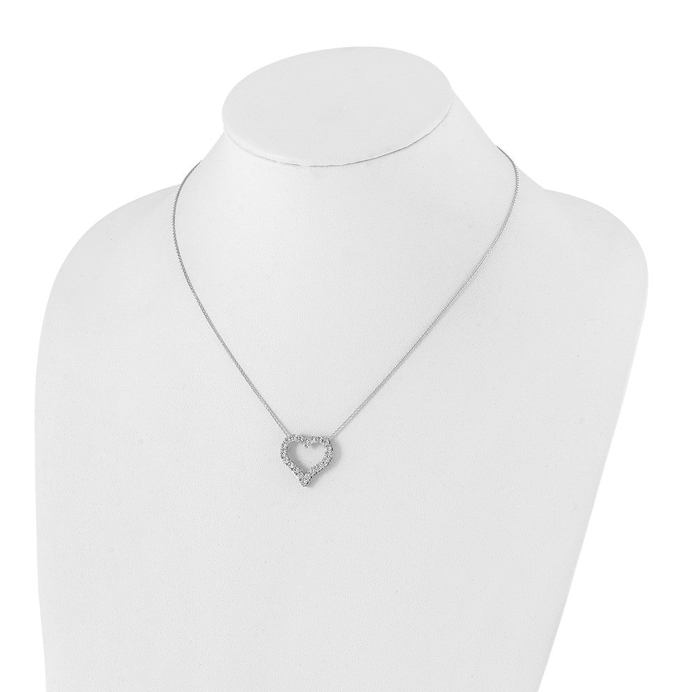 True Origin 14K White Gold 1 1/2 carat Lab Grown Diamond VS+ F+ Complete 18in Open Heart Necklace