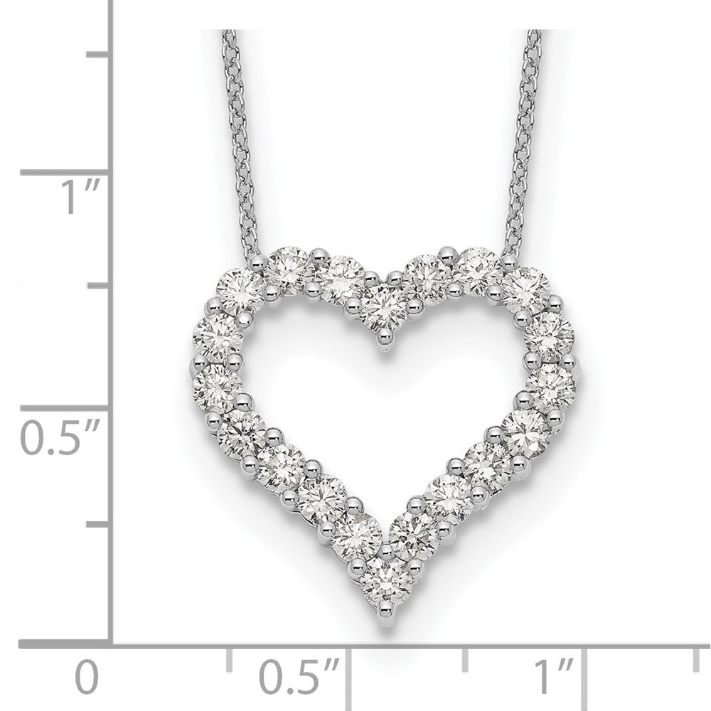 True Origin 14K White Gold 1 1/2 carat Lab Grown Diamond VS+ F+ Complete 18in Open Heart Necklace