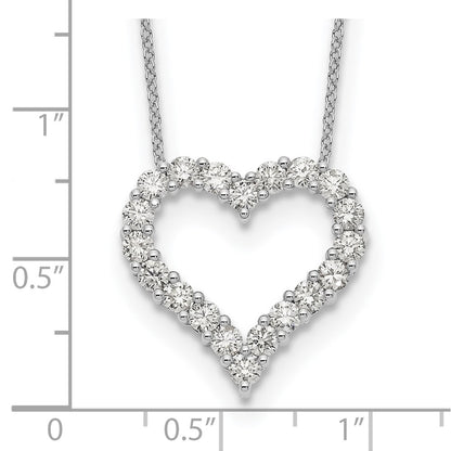 True Origin 14K White Gold 1 1/2 carat Lab Grown Diamond VS+ F+ Complete 18in Open Heart Necklace