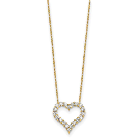 True Origin 14K Yellow Gold 1 1/2 carat Lab Grown Diamond VS+ F+ Complete 18in Open Heart Necklace