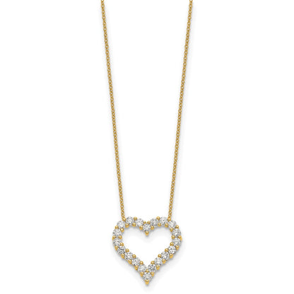 True Origin 14K Yellow Gold 1 1/2 carat Lab Grown Diamond VS+ F+ Complete 18in Open Heart Necklace