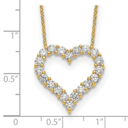 True Origin 14K Yellow Gold 1 1/2 carat Lab Grown Diamond VS+ F+ Complete 18in Open Heart Necklace
