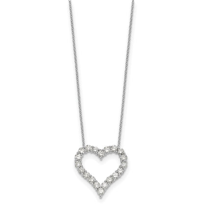 True Origin 14K White Gold 2 carat Lab Grown Diamond VS+ F+ Complete 18in Open Heart Necklace
