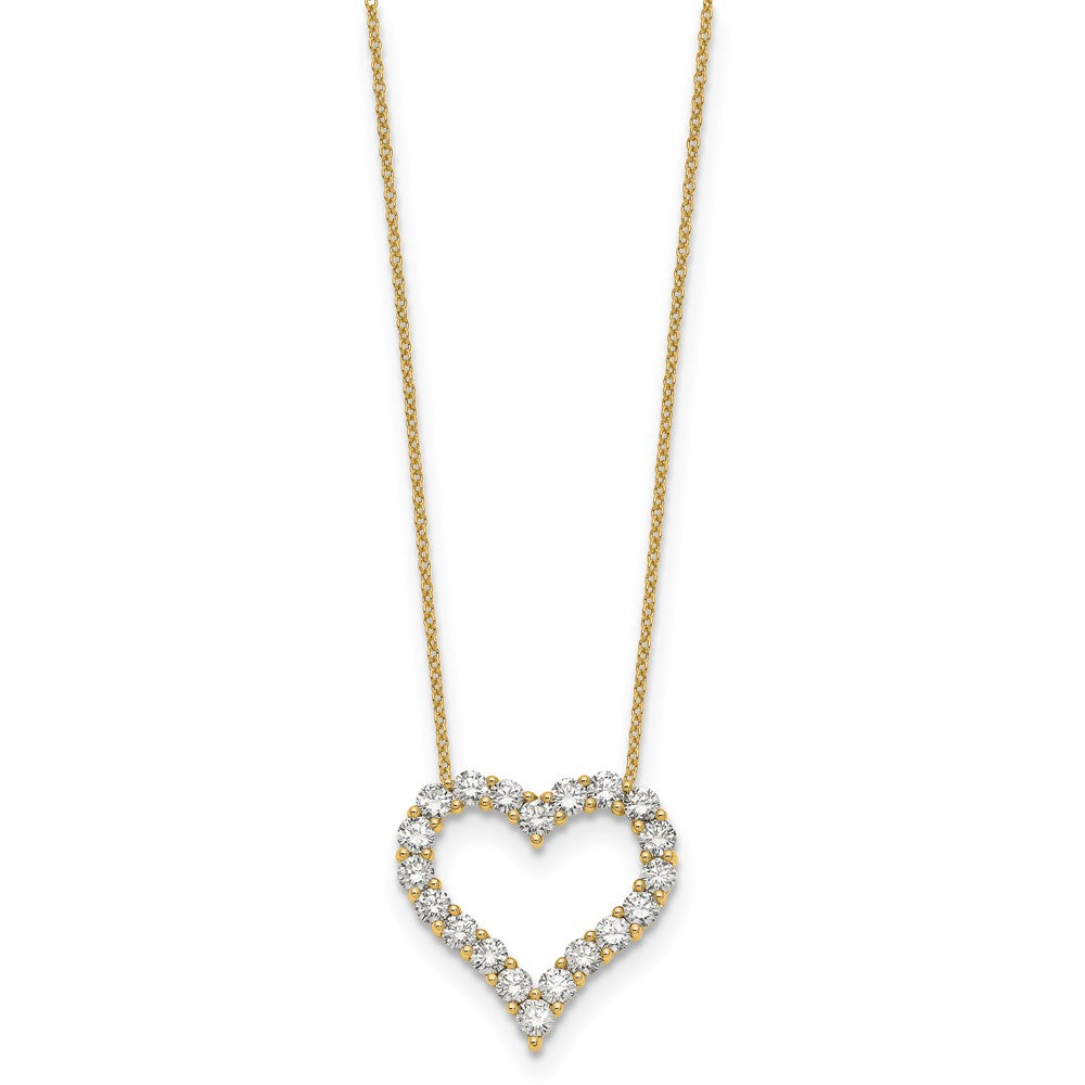 True Origin 14K Yellow Gold 2 carat Lab Grown Diamond VS+ F+ Complete 18in Open Heart Necklace