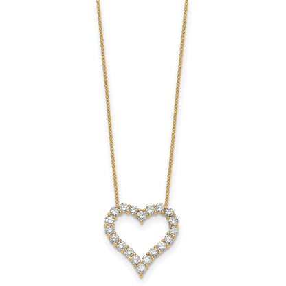 True Origin 14K Yellow Gold 2 carat Lab Grown Diamond VS+ F+ Complete 18in Open Heart Necklace