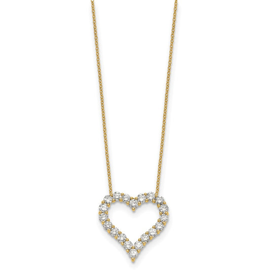True Origin 14K Yellow Gold 2 carat Lab Grown Diamond VS+ F+ Complete 18in Open Heart Necklace