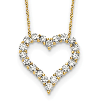 True Origin 14K Yellow Gold 2 carat Lab Grown Diamond VS+ F+ Complete 18in Open Heart Necklace