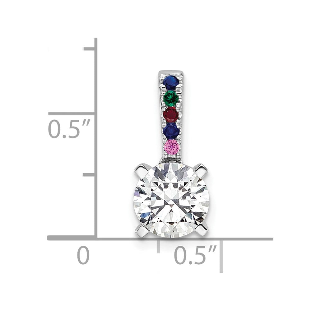 14K White Gold Lab Grown VS/SI+ G+ Dia and Multi Gemstone Semi-Mount Pendan