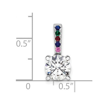 14K White Gold Lab Grown VS/SI+ G+ Dia and Multi Gemstone Semi-Mount Pendan