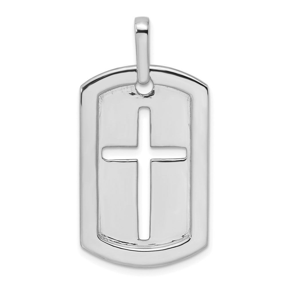 True Origin 14K White Gold Men's 3/4 carat Lab Grown Diamond VS+ F+ Complete Cross Dog Tag Pendant