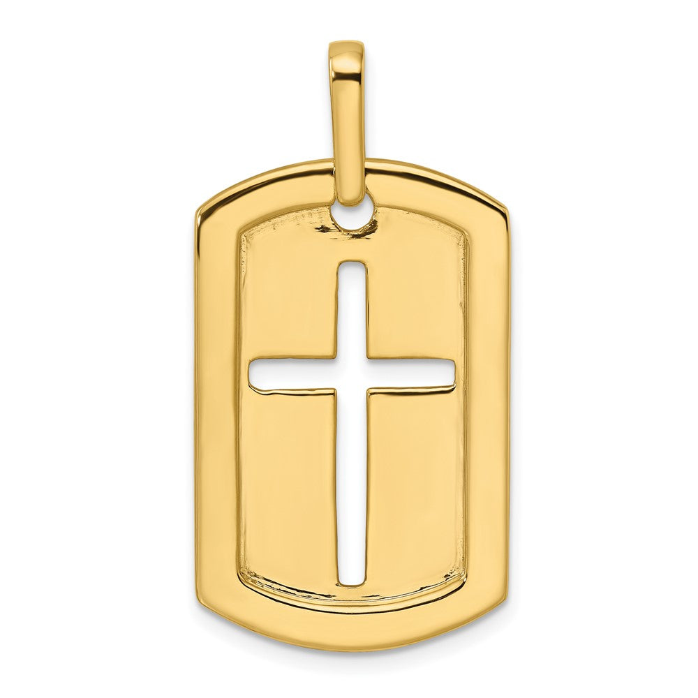 True Origin 14K Yellow Gold Men's 3/4 carat Lab Grown Diamond VS+ F+ Complete Cross Dog Tag Pendant