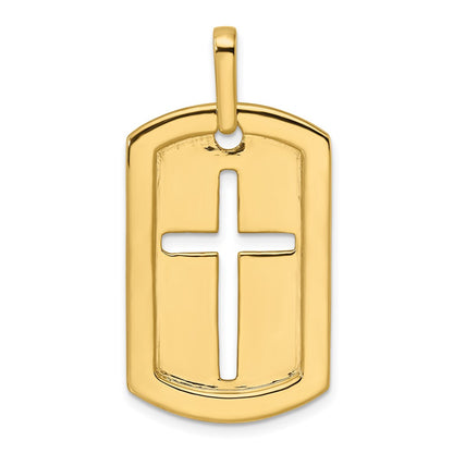True Origin 14K Yellow Gold Men's 3/4 carat Lab Grown Diamond VS+ F+ Complete Cross Dog Tag Pendant