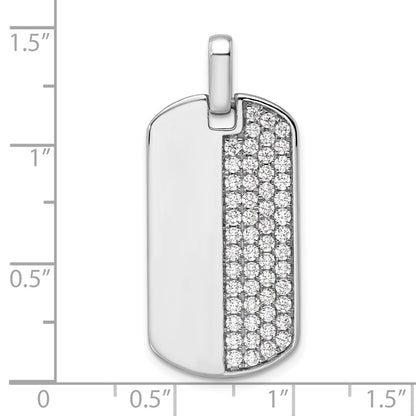 True Origin 14K White Gold Men's 1 carat Lab Grown Diamond VS+ F+ Complete Dog Tag Pendant