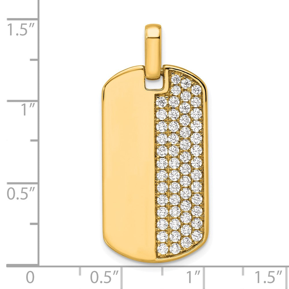 True Origin 14K Yellow Gold Men's 1 carat Lab Grown Diamond VS+ F+ Complete Dog Tag Pendant