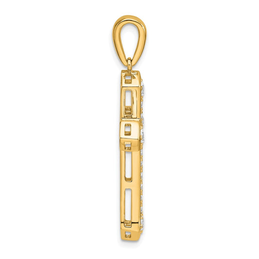 True Origin 14K Yellow Gold 3/4 carat Lab Grown Diamond VS+ F+ Complete Cross Pendant