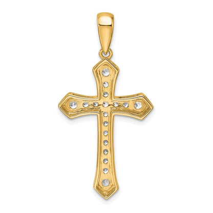 True Origin 14K Yellow Gold 3/4 carat Lab Grown Diamond VS+ F+ Complete Cross Pendant