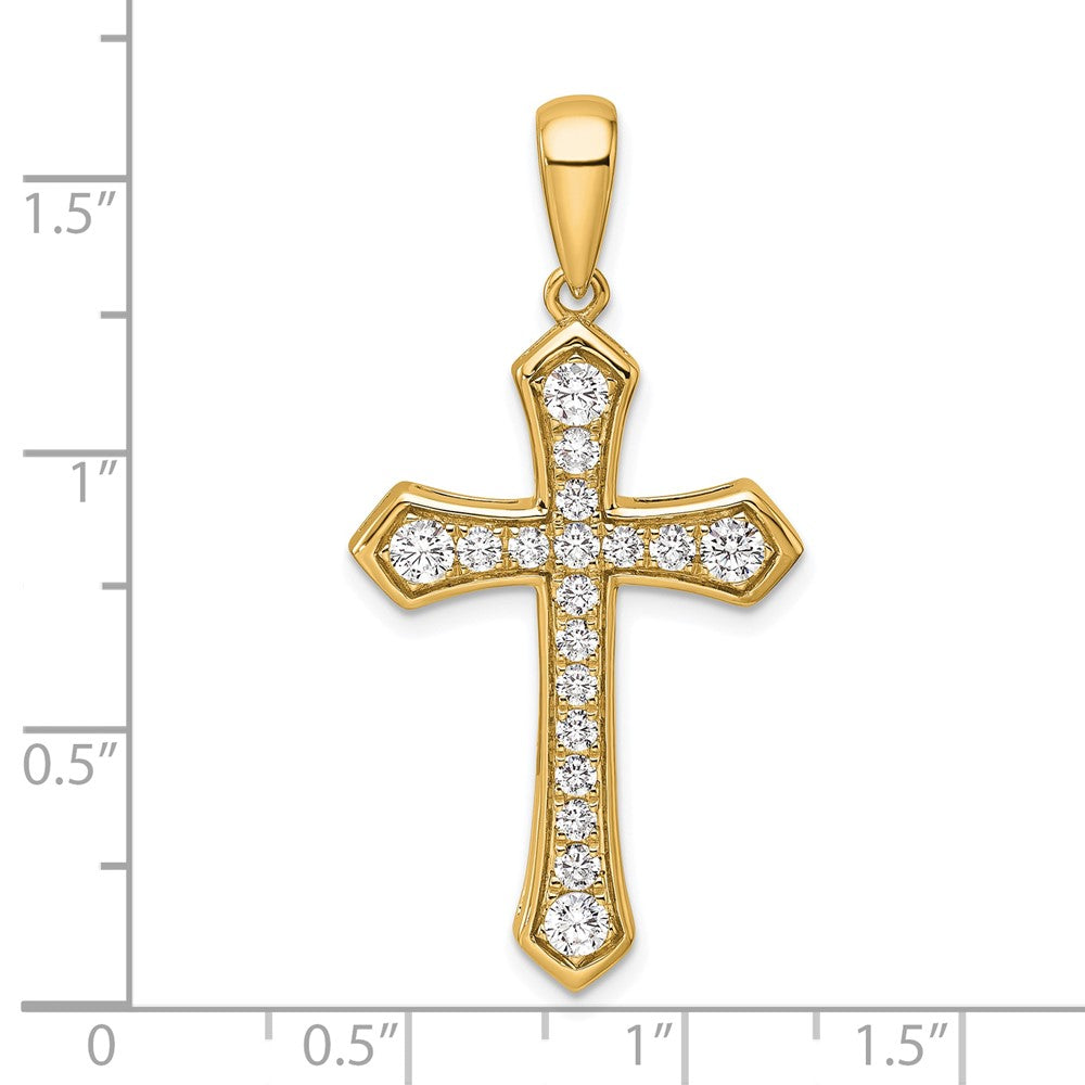 True Origin 14K Yellow Gold 3/4 carat Lab Grown Diamond VS+ F+ Complete Cross Pendant