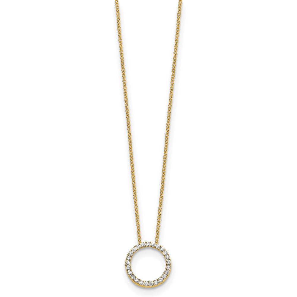 True Origin 14K Yellow Gold 1/4 carat Lab Grown Diamond VS+ F+ Complete 18 in Eternity Pendant Necklace