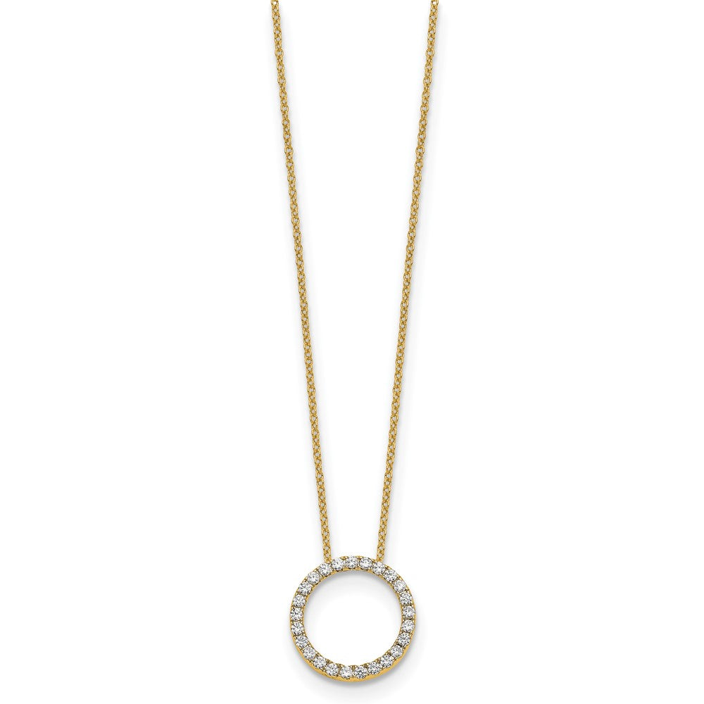 True Origin 14K Yellow Gold 1/2 carat Lab Grown Diamond VS+ F+ Complete 18 in Eternity Pendant Necklace