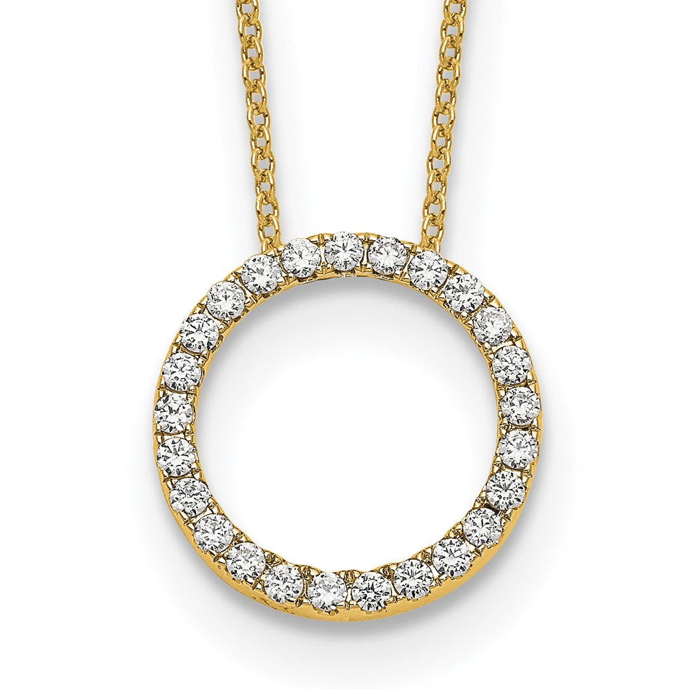 True Origin 14K Yellow Gold 1/2 carat Lab Grown Diamond VS+ F+ Complete 18 in Eternity Pendant Necklace