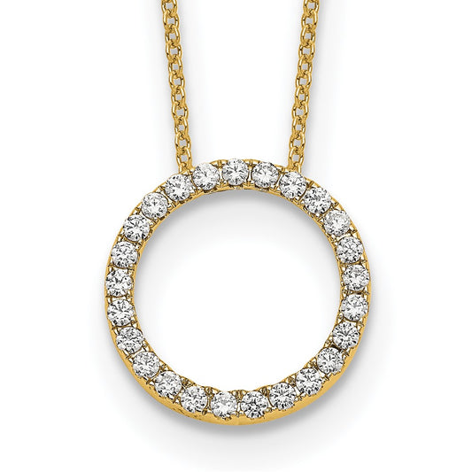True Origin 14K Yellow Gold 1/2 carat Lab Grown Diamond VS+ F+ Complete 18 in Eternity Pendant Necklace