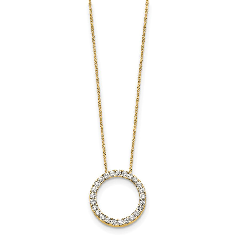True Origin 14K Yellow Gold 1 carat Lab Grown Diamond VS+ F+ Complete 18 in Eternity Pendant Necklace