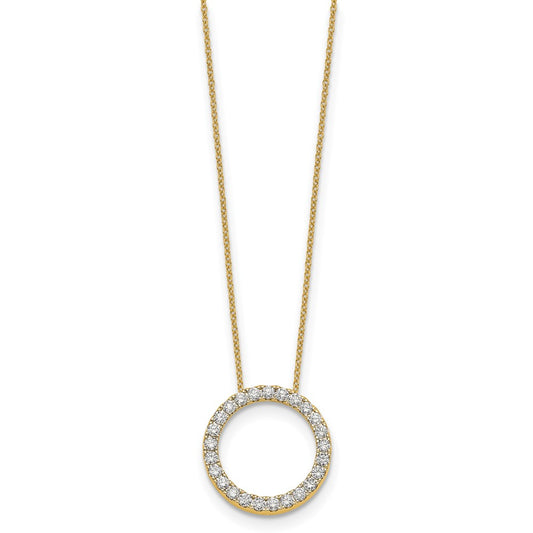 True Origin 14K Yellow Gold 1 carat Lab Grown Diamond VS+ F+ Complete 18 in Eternity Pendant Necklace