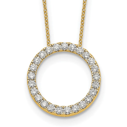 True Origin 14K Yellow Gold 1 carat Lab Grown Diamond VS+ F+ Complete 18 in Eternity Pendant Necklace