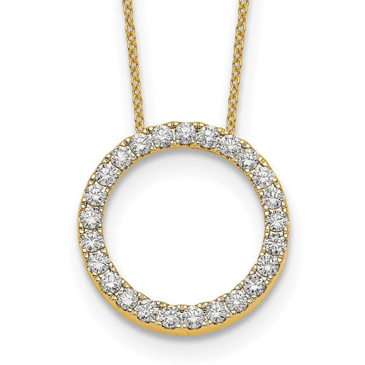True Origin 14K Yellow Gold 1 carat Lab Grown Diamond VS+ F+ Complete 18 in Eternity Pendant Necklace