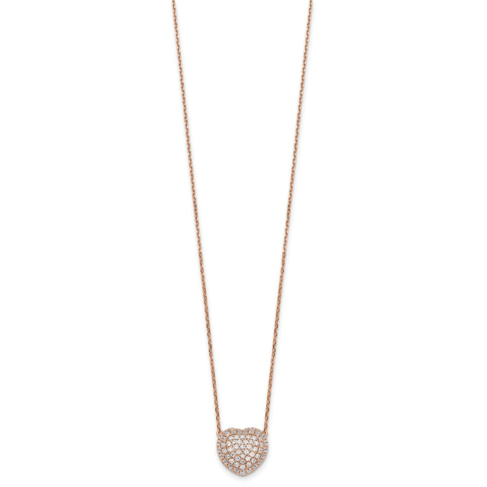 True Origin 14K Rose Gold 3/4 carat Lab Grown Diamond VS+ F+ Complete 18 in Heart Necklace