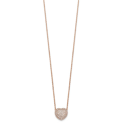 True Origin 14K Rose Gold 3/4 carat Lab Grown Diamond VS+ F+ Complete 18 in Heart Necklace