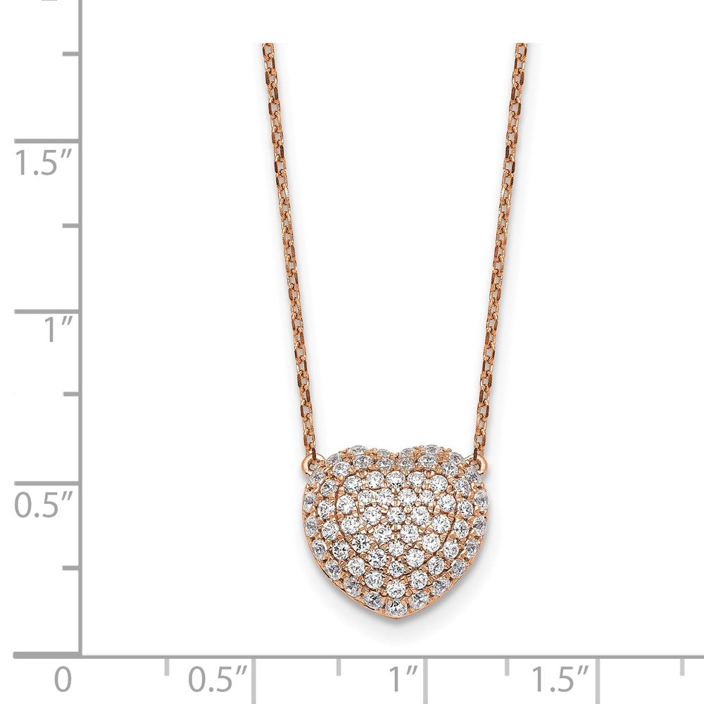 True Origin 14K Rose Gold 3/4 carat Lab Grown Diamond VS+ F+ Complete 18 in Heart Necklace