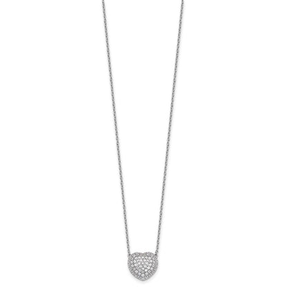 True Origin 14K White Gold 3/4 carat Lab Grown Diamond VS+ F+ Complete 18 in Heart Necklace