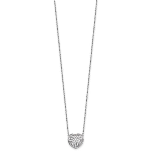 True Origin 14K White Gold 3/4 carat Lab Grown Diamond VS+ F+ Complete 18 in Heart Necklace