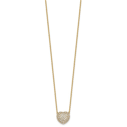 True Origin 14K Yellow Gold 3/4 carat Lab Grown Diamond VS+ F+ Complete 18 in Heart Necklace