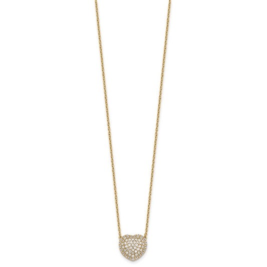 True Origin 14K Yellow Gold 3/4 carat Lab Grown Diamond VS+ F+ Complete 18 in Heart Necklace