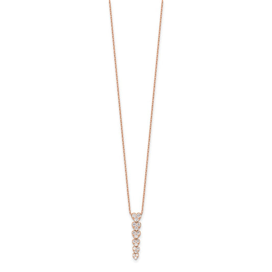 True Origin 14K Rose Gold 1 carat Lab Grown Diamond VS+ F+ Complete 18 in Hearts Pendant Necklace