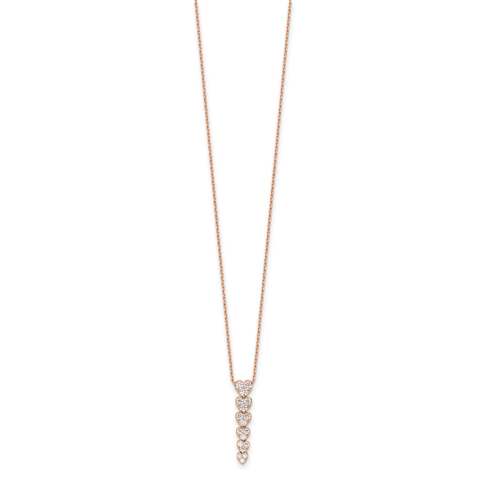 True Origin 14K Rose Gold 1 carat Lab Grown Diamond VS+ F+ Complete 18 in Hearts Pendant Necklace