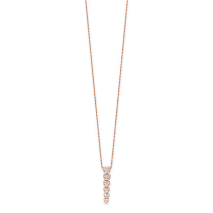 True Origin 14K Rose Gold 1 carat Lab Grown Diamond VS+ F+ Complete 18 in Hearts Pendant Necklace