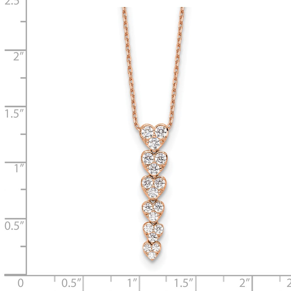 True Origin 14K Rose Gold 1 carat Lab Grown Diamond VS+ F+ Complete 18 in Hearts Pendant Necklace