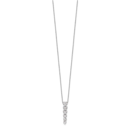 True Origin 14K White Gold 1 carat Lab Grown Diamond VS+ F+ Complete 18 in Hearts Pendant Necklace