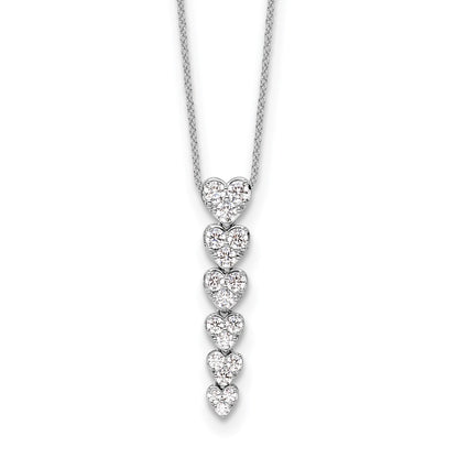 True Origin 14K White Gold 1 carat Lab Grown Diamond VS+ F+ Complete 18 in Hearts Pendant Necklace