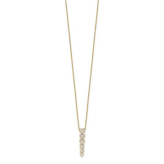 True Origin 14K Yellow Gold 1 carat Lab Grown Diamond VS+ F+ Complete 18 in Hearts Pendant Necklace