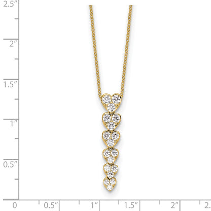 True Origin 14K Yellow Gold 1 carat Lab Grown Diamond VS+ F+ Complete 18 in Hearts Pendant Necklace
